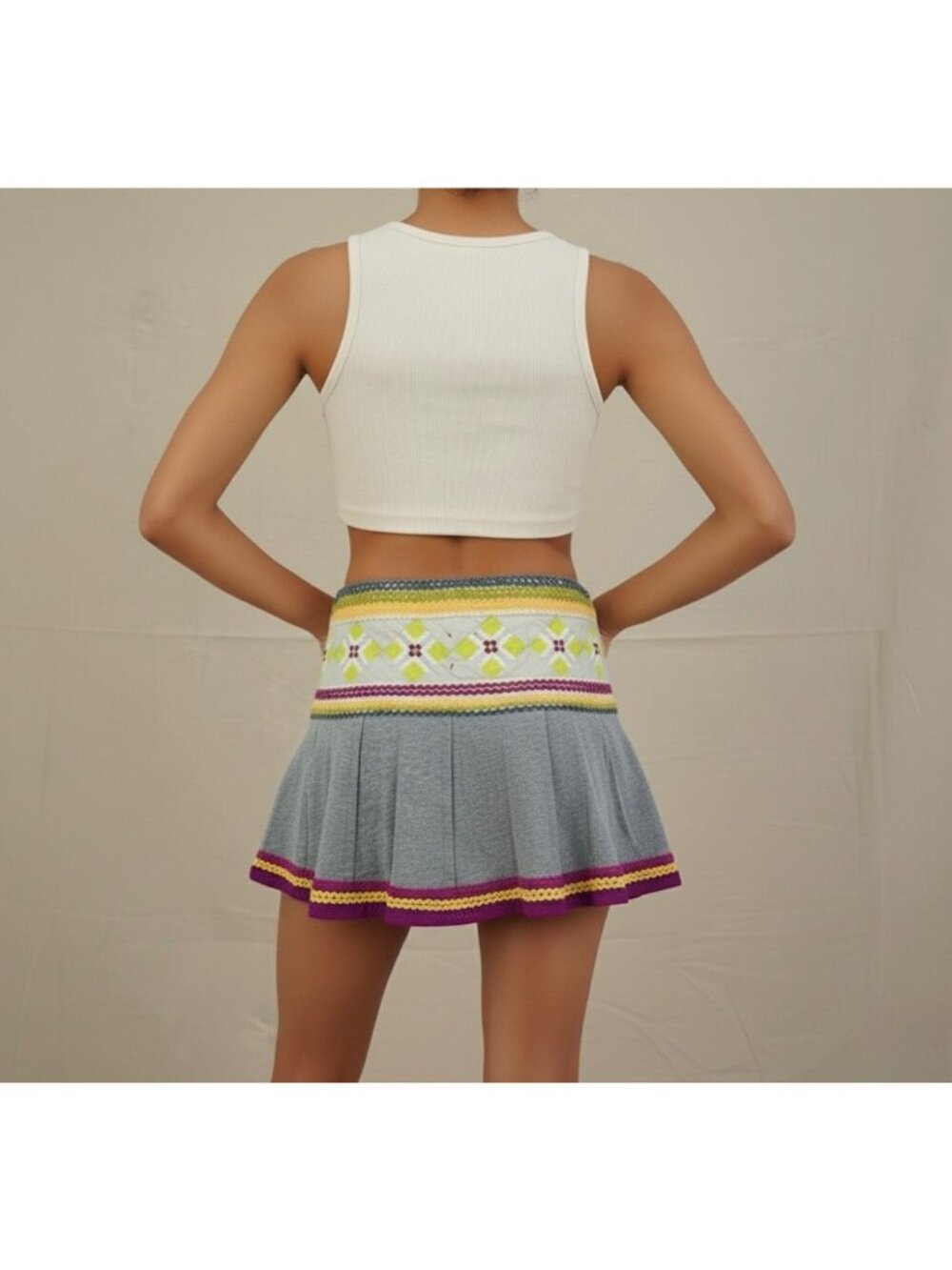 VTG Free People Archival 2004 Eagle Tag Mini Skirt 6| Y2K Indie Sleaze Boho Luxe - Picture 7 of 16